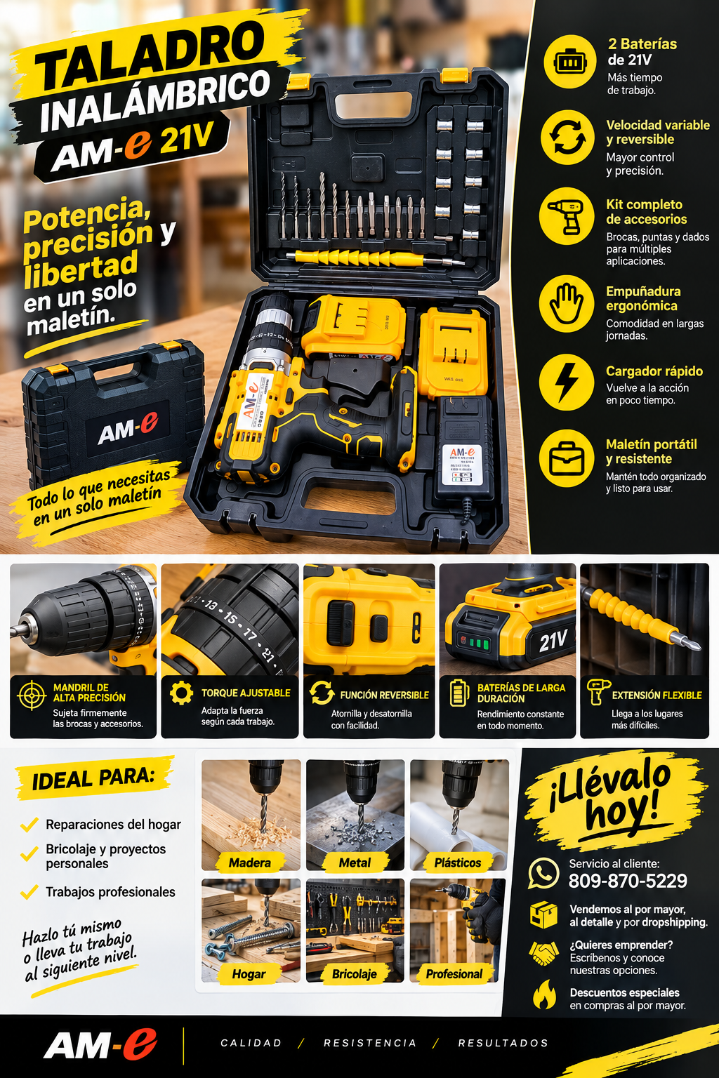 🛠️ Taladro Inalámbrico AM-e 21V