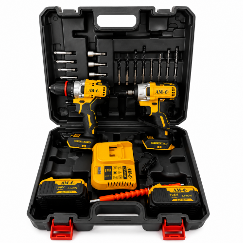 KIT DE TALADRO Y ATORNILLADOR INALAMBRICO 2 BATERIAS DE 198V (5 UND X CAJA)