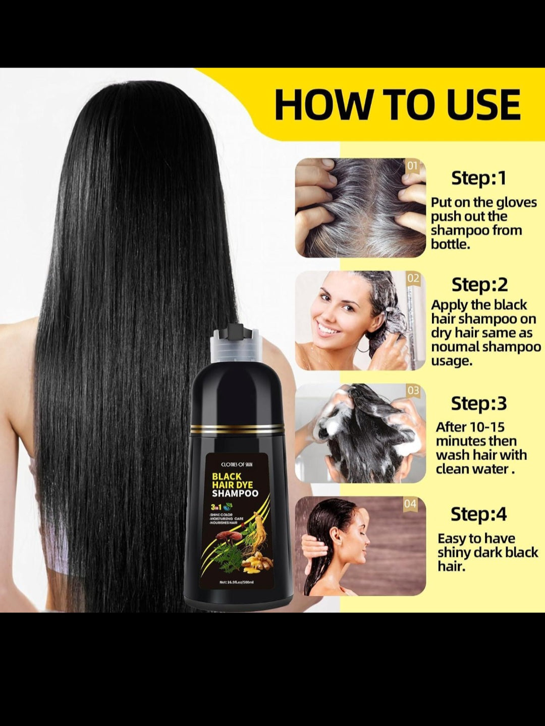 Shampoo Meidu Negro 3 en 1