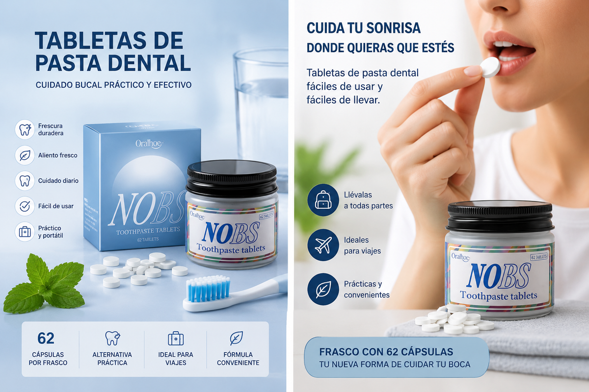 Tabletas de Pasta Dental para el Cuidado Bucal – 62 Cápsulas