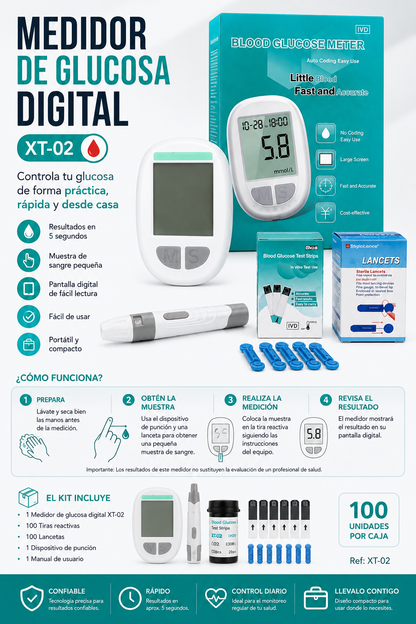 Medidor de Glucosa Digital (100 und x caja)