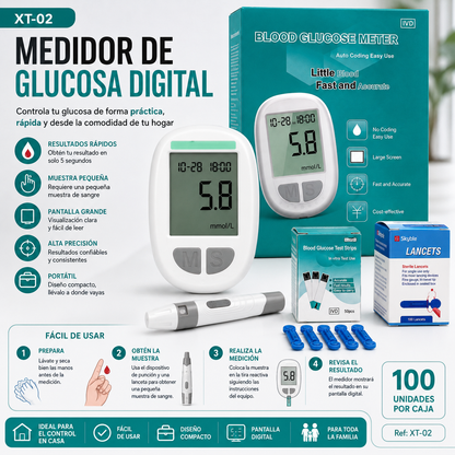 Medidor de Glucosa Digital (100 und x caja)