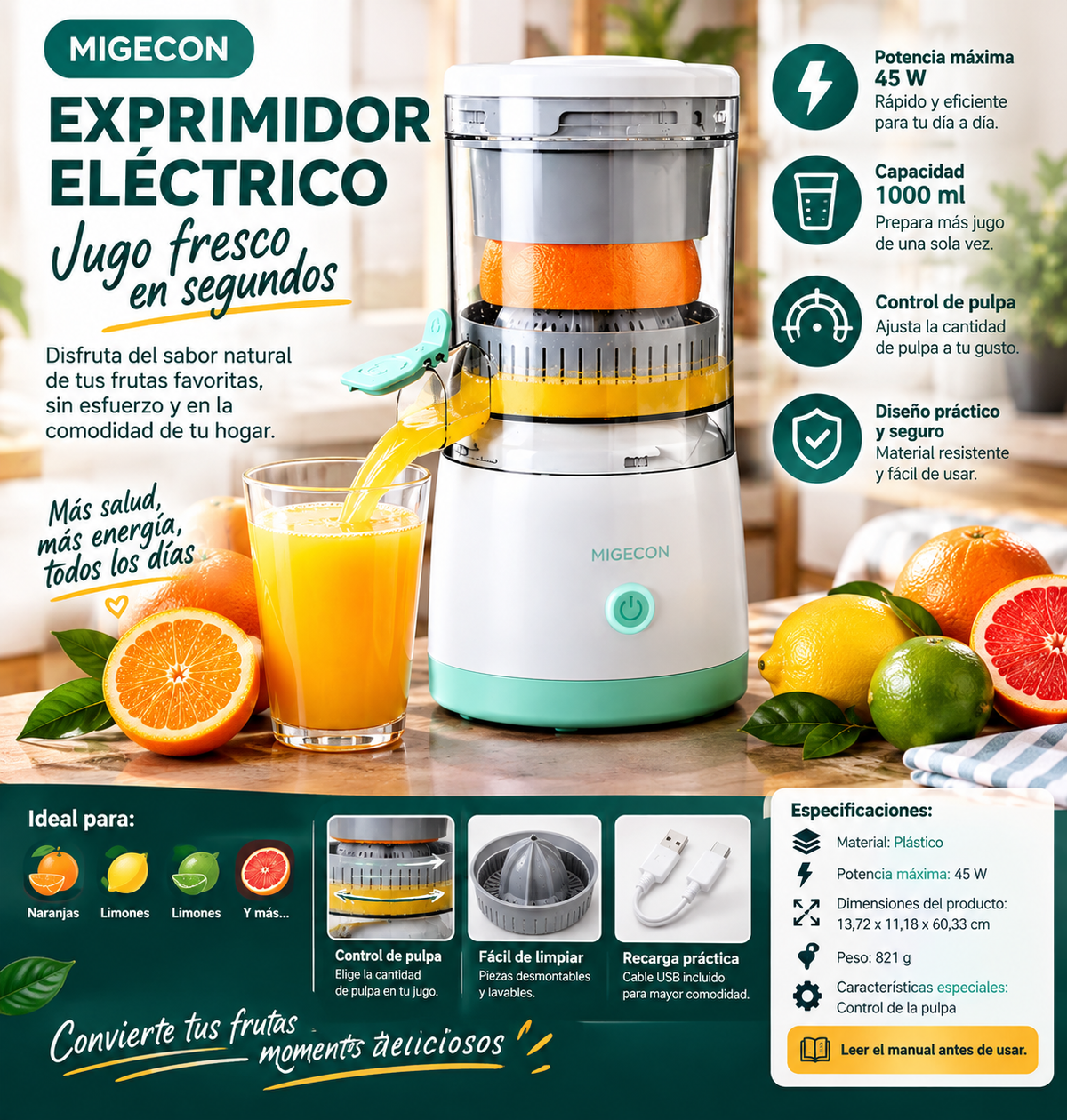 EXPRIMIDOR DE JUGO RECARGABLE (24 UND X CAJA)