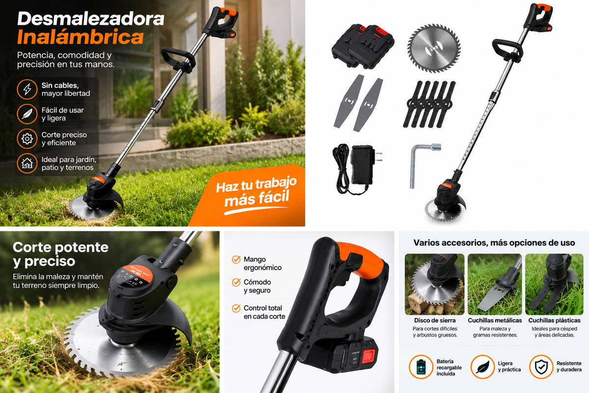 Corta cesped electrico 2 baterias de 48v 1 disco (10 und x caja) 8888